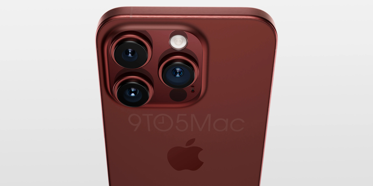 iphone 15 pro超高清渲染图首曝，钛合金中框、新增深红色