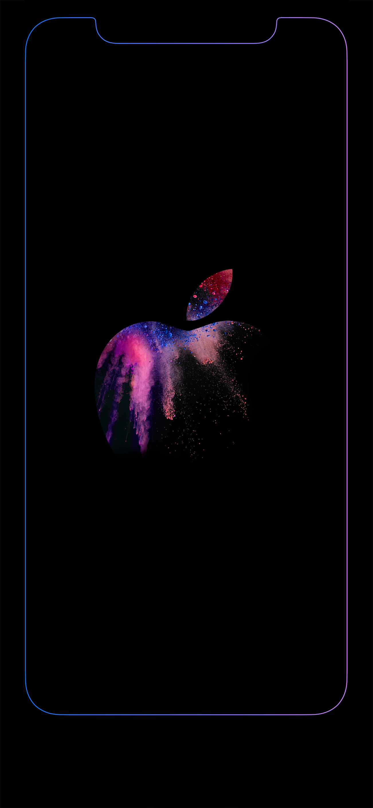 苹果xs发光边框壁纸 iphone x/xs边框发光带标致壁纸下载