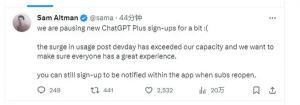 突发！openai ceo宣布停止chatgpt付费账号注册 数万人受影响