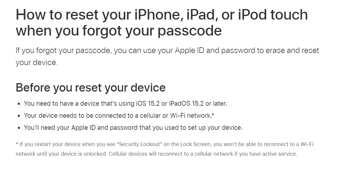 苹果ios15.2细节改进：忘记iphone锁屏密码后，无需电脑即可重置设备